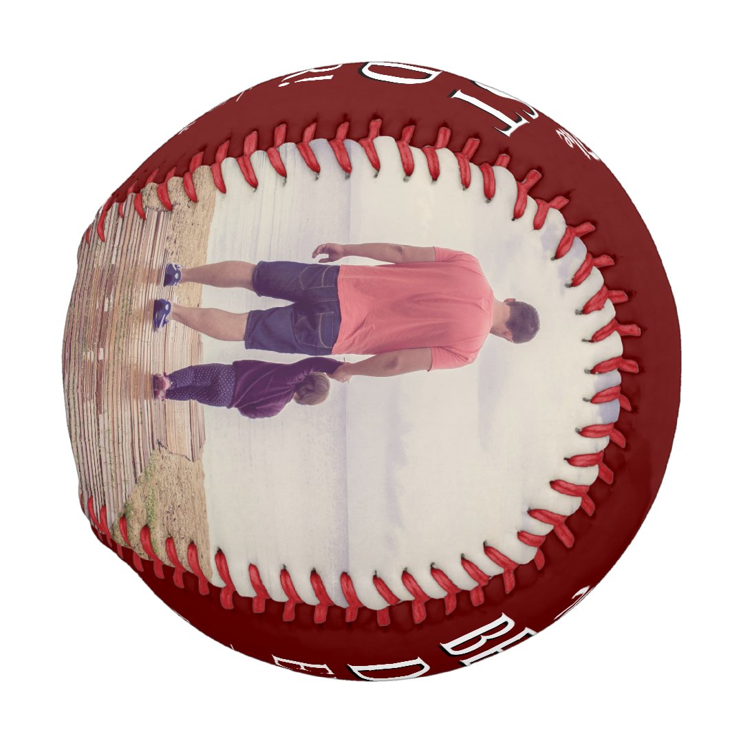 Red Best Dad Ever Father`s Day 2 Photo Collage Baseball