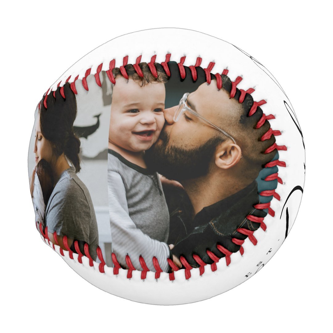 Best Dad Ever Script Father's Day 4 Photo Collage Baseball