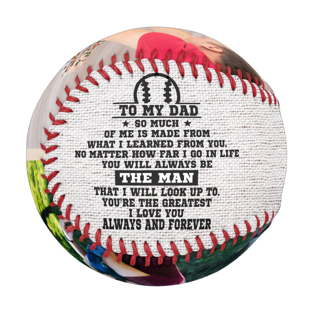 Rustic To My Dad Custom 2 Photo Collage Baseball