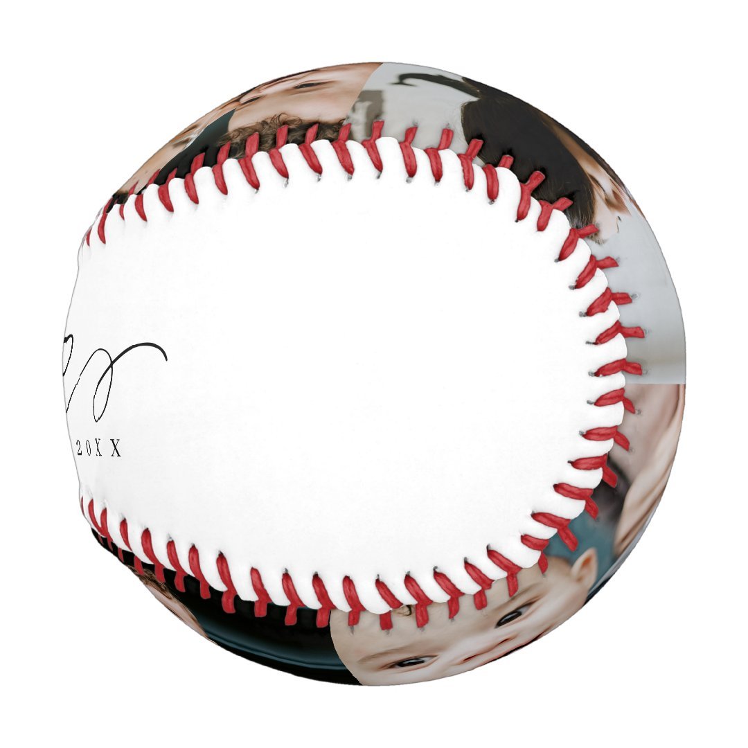 Best Dad Ever Script Father's Day 4 Photo Collage Baseball