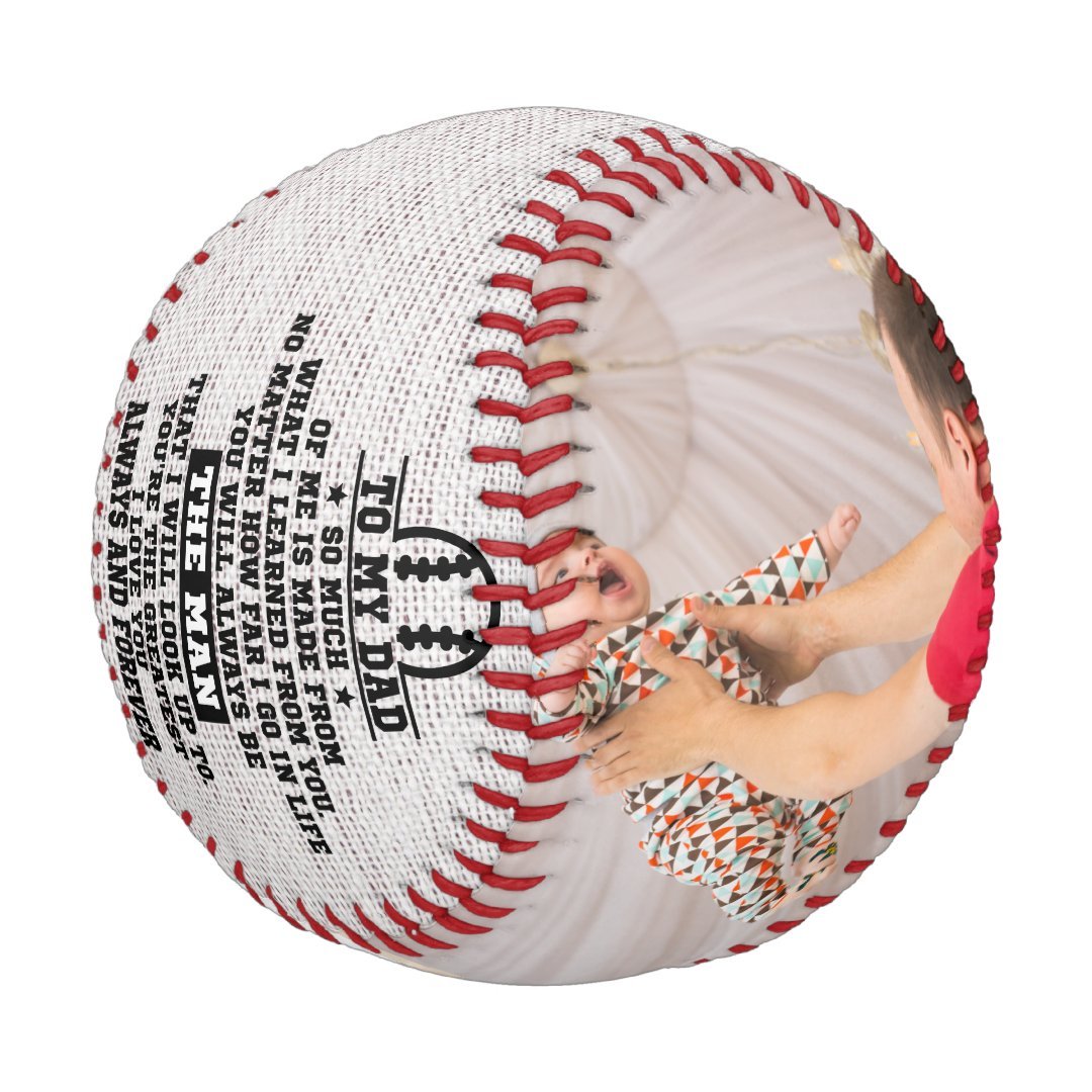 Rustic To My Dad Custom 2 Photo Collage Baseball