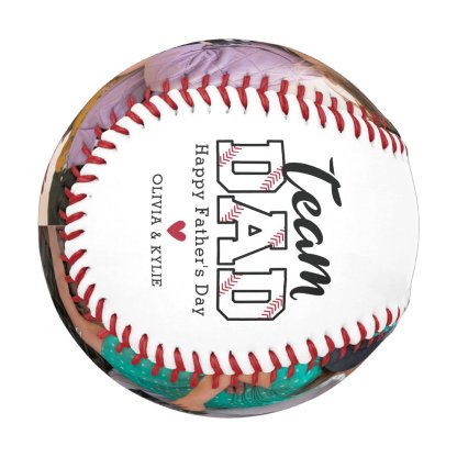 Team Dad Father's Day Custom 2 Photo Baseball