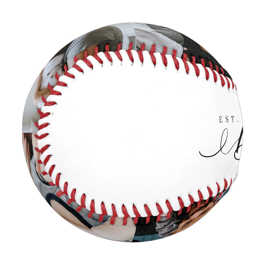 Best Dad Ever Script Father's Day 4 Photo Collage Baseball