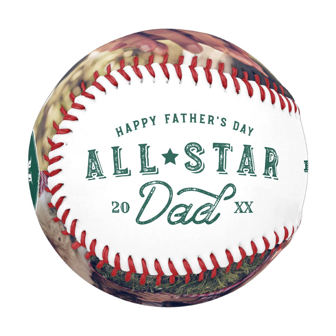 🔥Hot Sale🔥All Star Dad | Happy Father's Day Photo & Monogram Baseball