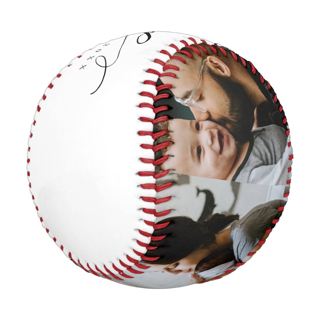 Best Dad Ever Script Father's Day 4 Photo Collage Baseball