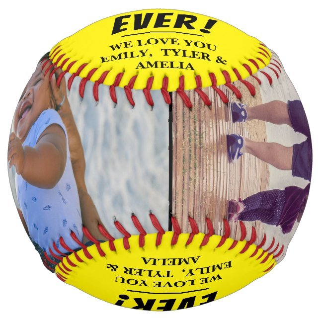 Yellow Best Dad Ever 2 Photo Collage Softball