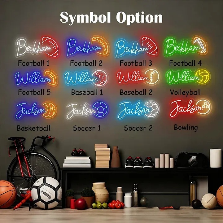 Personalized Sport Name Neon Sign Custom Bedroom Name LED Neon Light