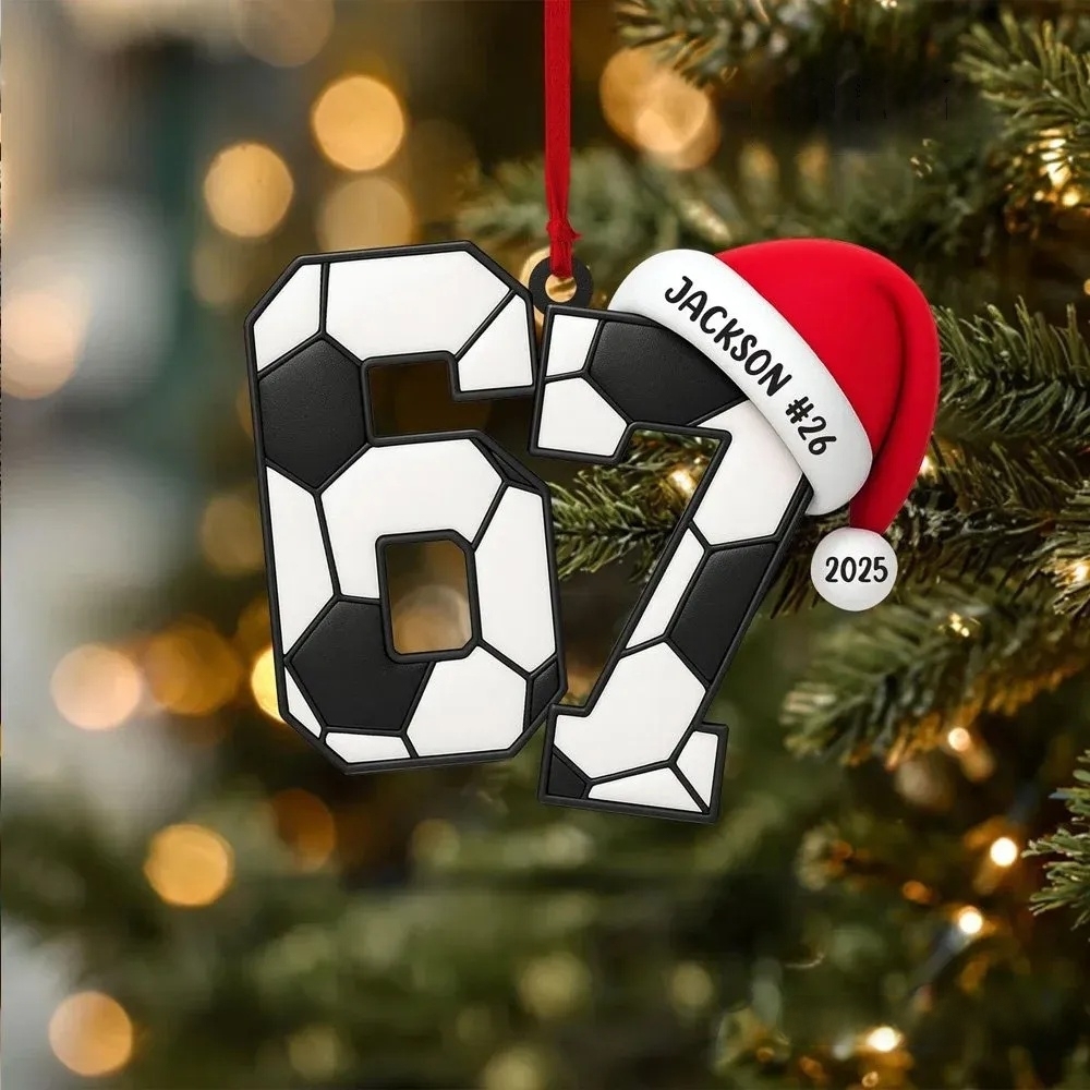 Proudstitch Custom Number Sport Ornament Acrylic Soccer Baseball Volleyball Basketball Ornament