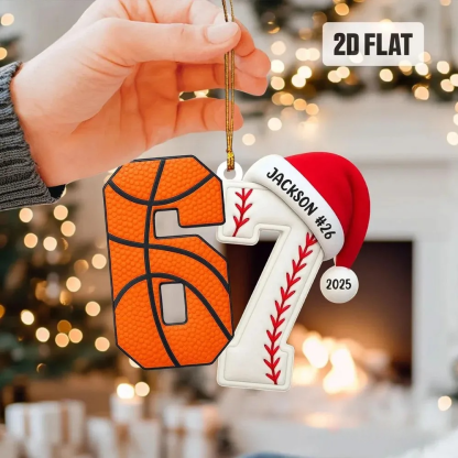 Proudstitch Custom Number Sport Ornament Acrylic Soccer Baseball Volleyball Basketball Ornament