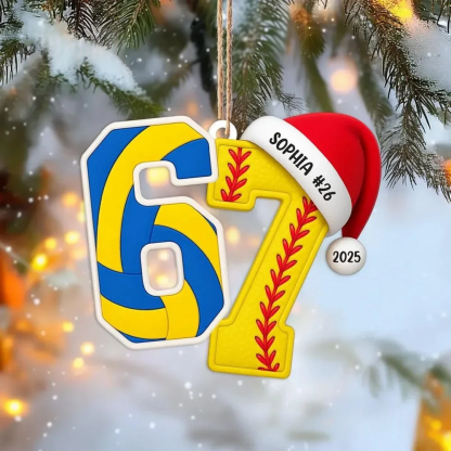 Proudstitch Custom Number Sport Ornament Acrylic Soccer Baseball Volleyball Basketball Ornament
