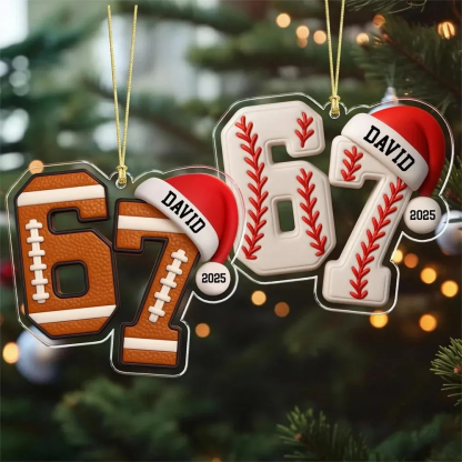 Proudstitch Custom Number Sport Ornament Acrylic Soccer Baseball Volleyball Basketball Ornament