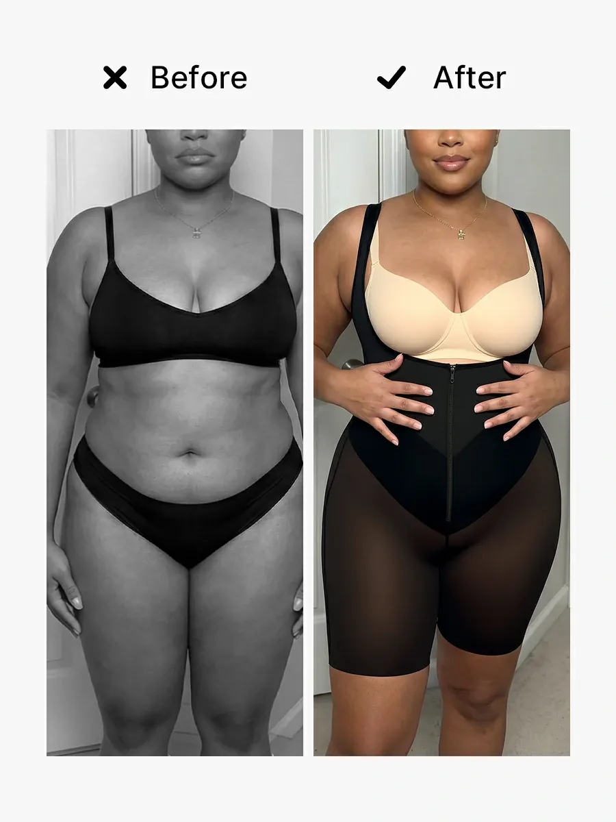 U Shaped Tummy Control Mid-Thigh Bodysuit