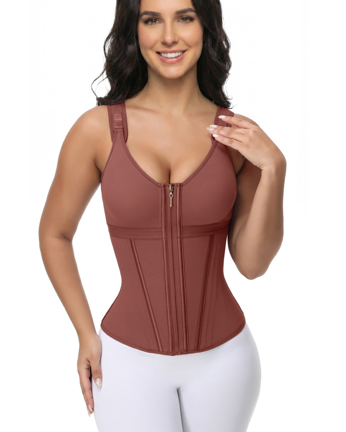 Zipper Steel Bone Tummy Control Top