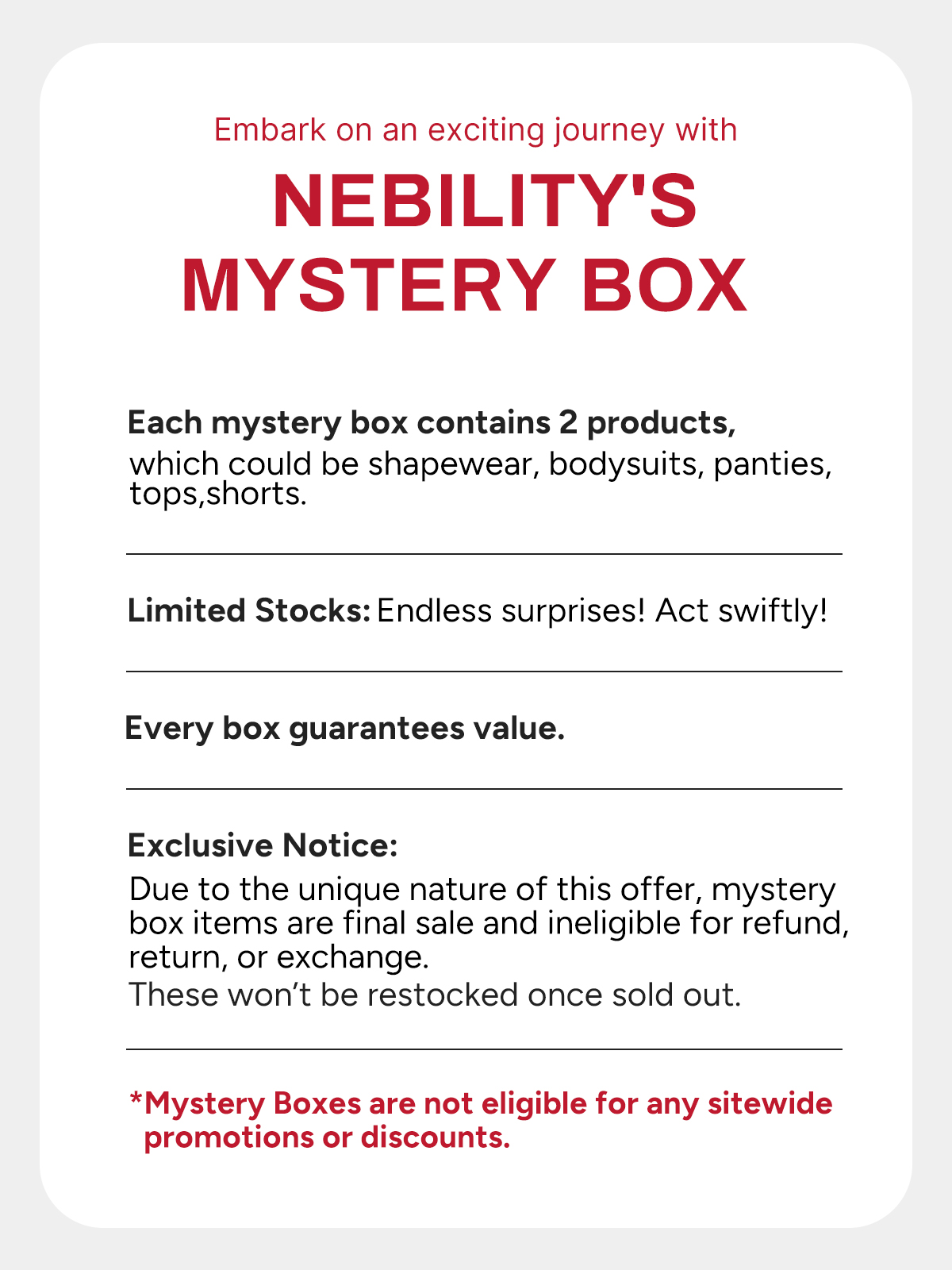 Women Mystery Box: $19.99 for Her Surprise Curvy Essentials