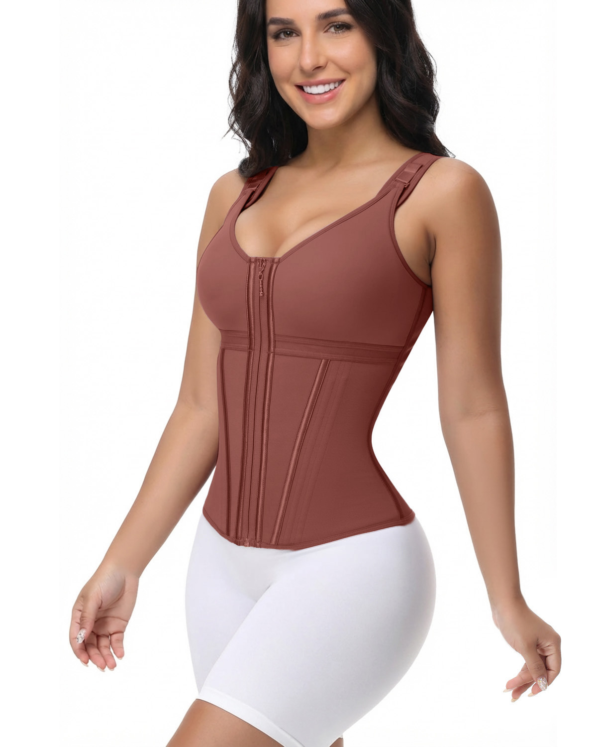 Zipper Steel Bone Tummy Control Top
