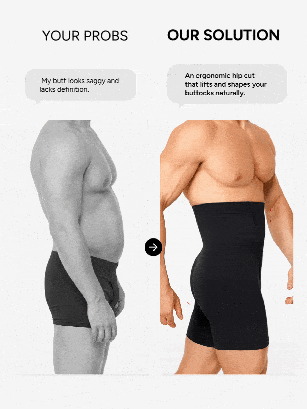 Men's Seamless High-Waist Boning Support Shorts 