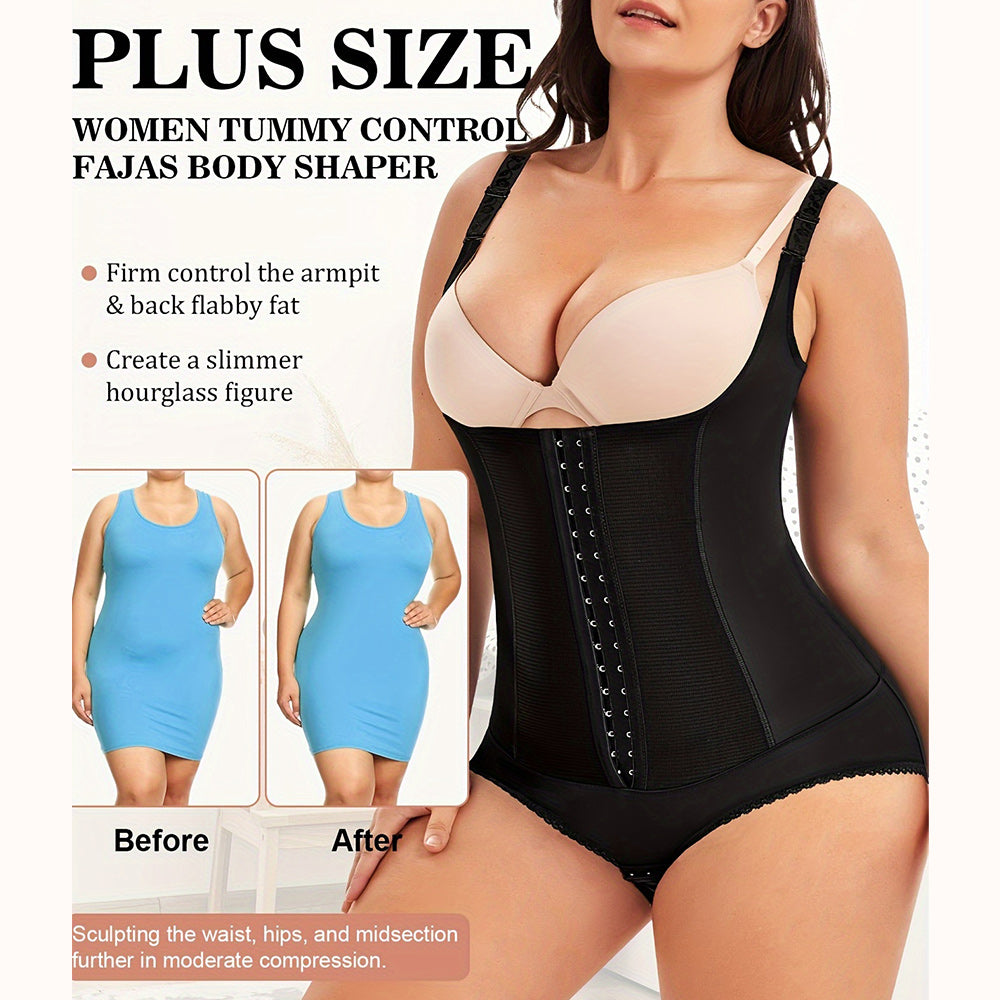 Nebility Plus Size Open Bust Bodysuit with Adjustable Straps