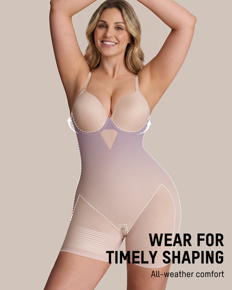 Deep V Underwire Cami Mid-Thigh Bodysuit