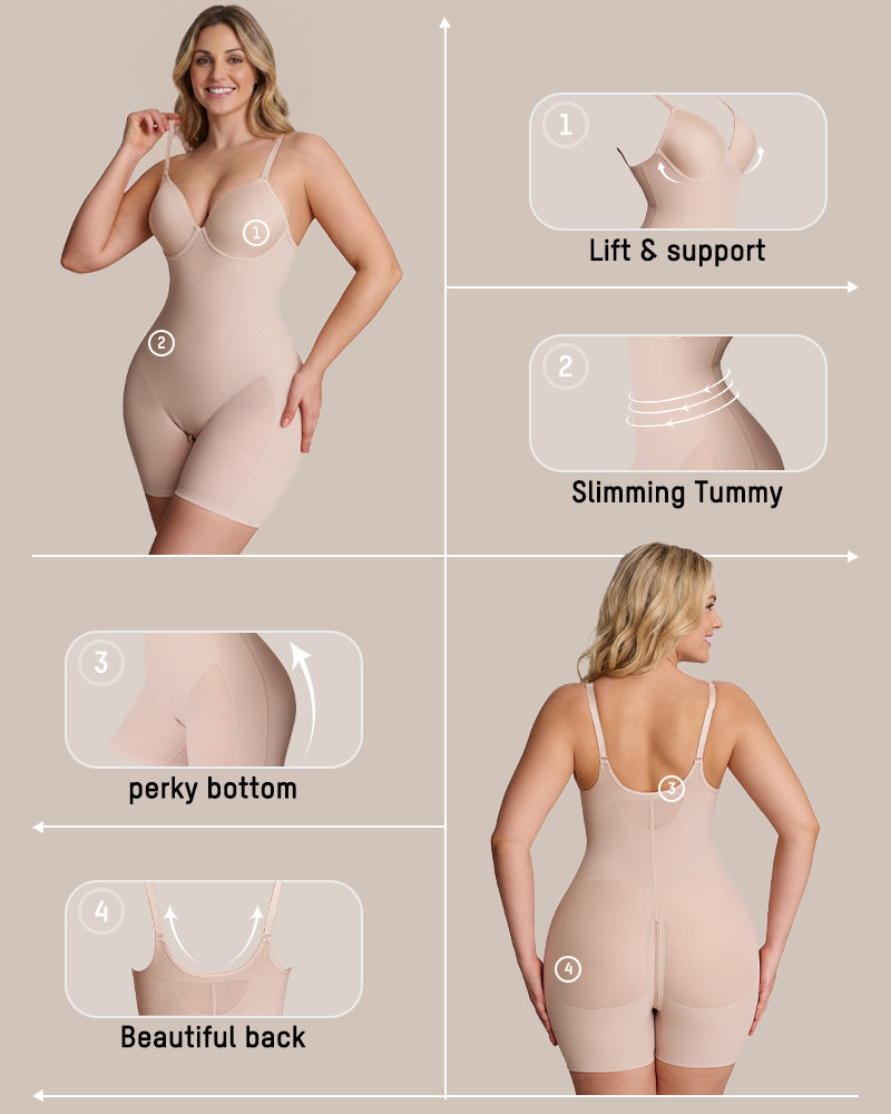 Deep V Underwire Cami Mid-Thigh Bodysuit