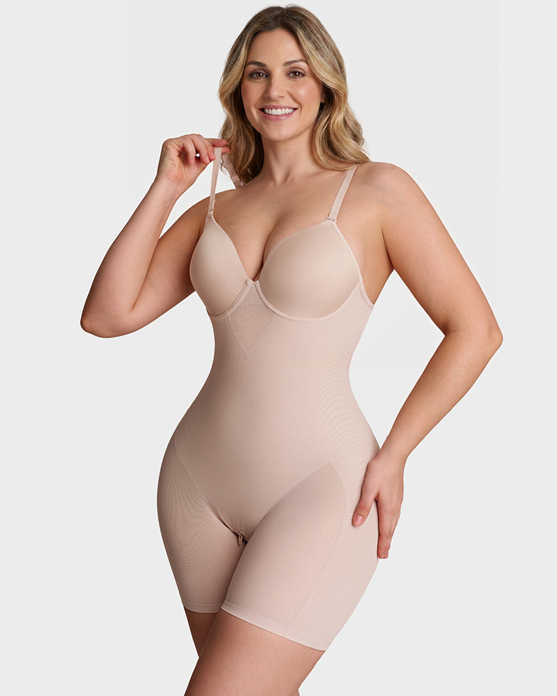 Deep V Underwire Cami Mid-Thigh Bodysuit