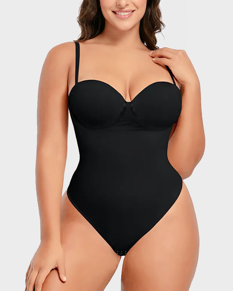 Seamless Back Lace-Up Cami Thong Bodysuit