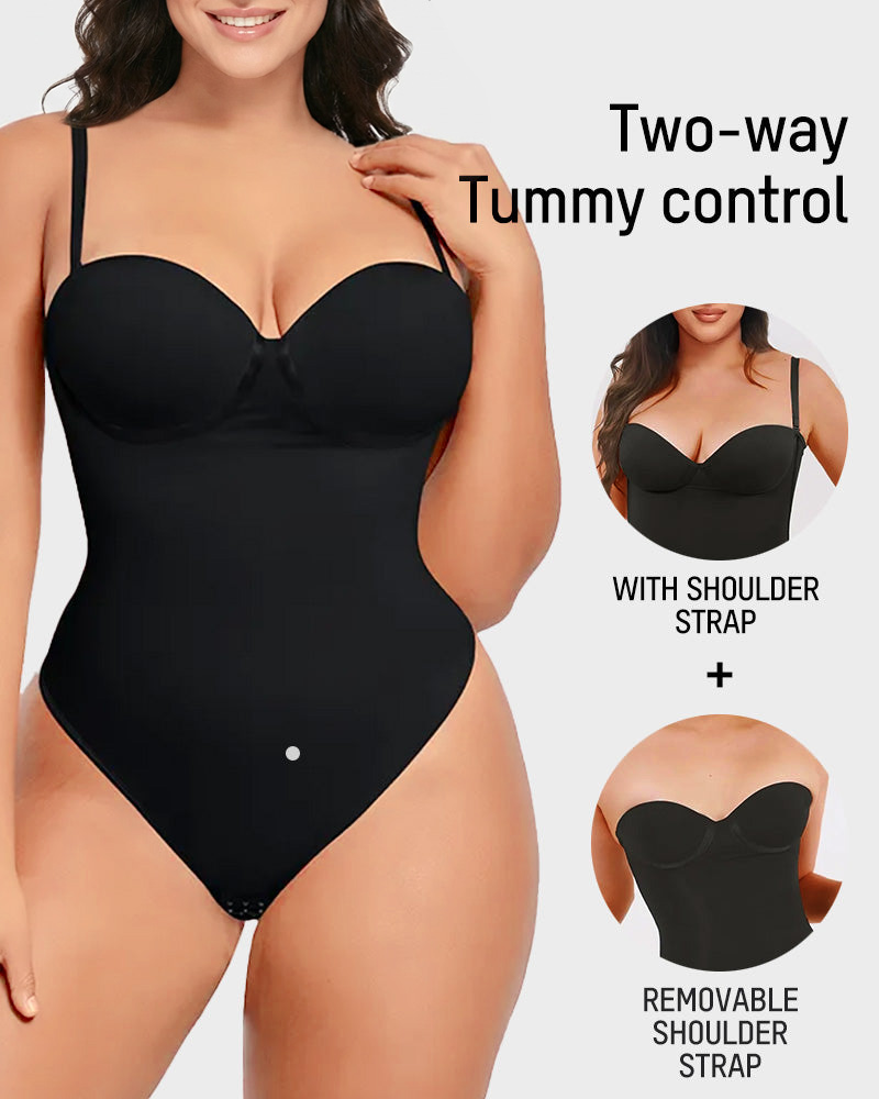 Seamless Back Lace-Up Cami Thong Bodysuit