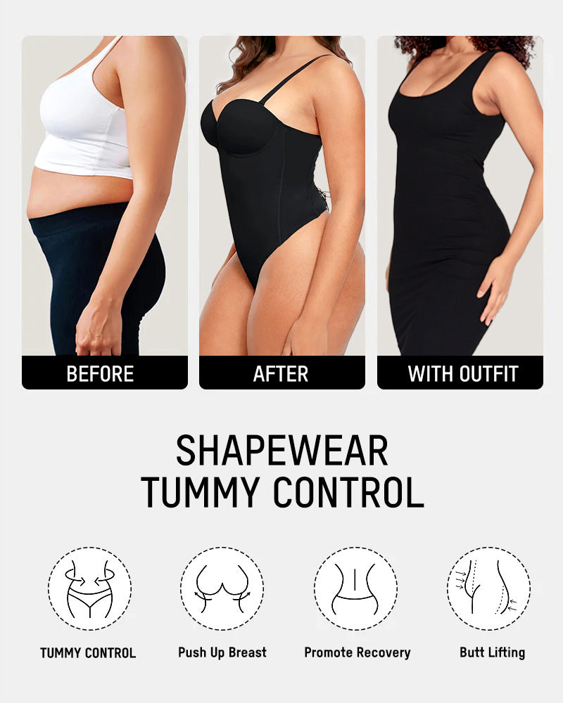 Seamless Back Lace-Up Cami Thong Bodysuit