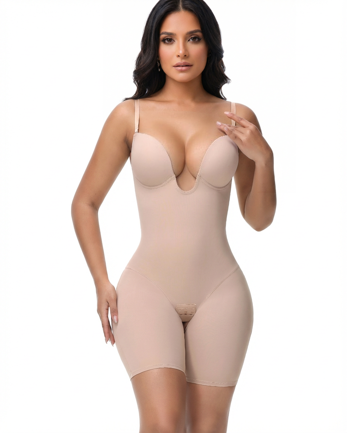 Plunge Backless Cami Mid-Thigh Bodysuit