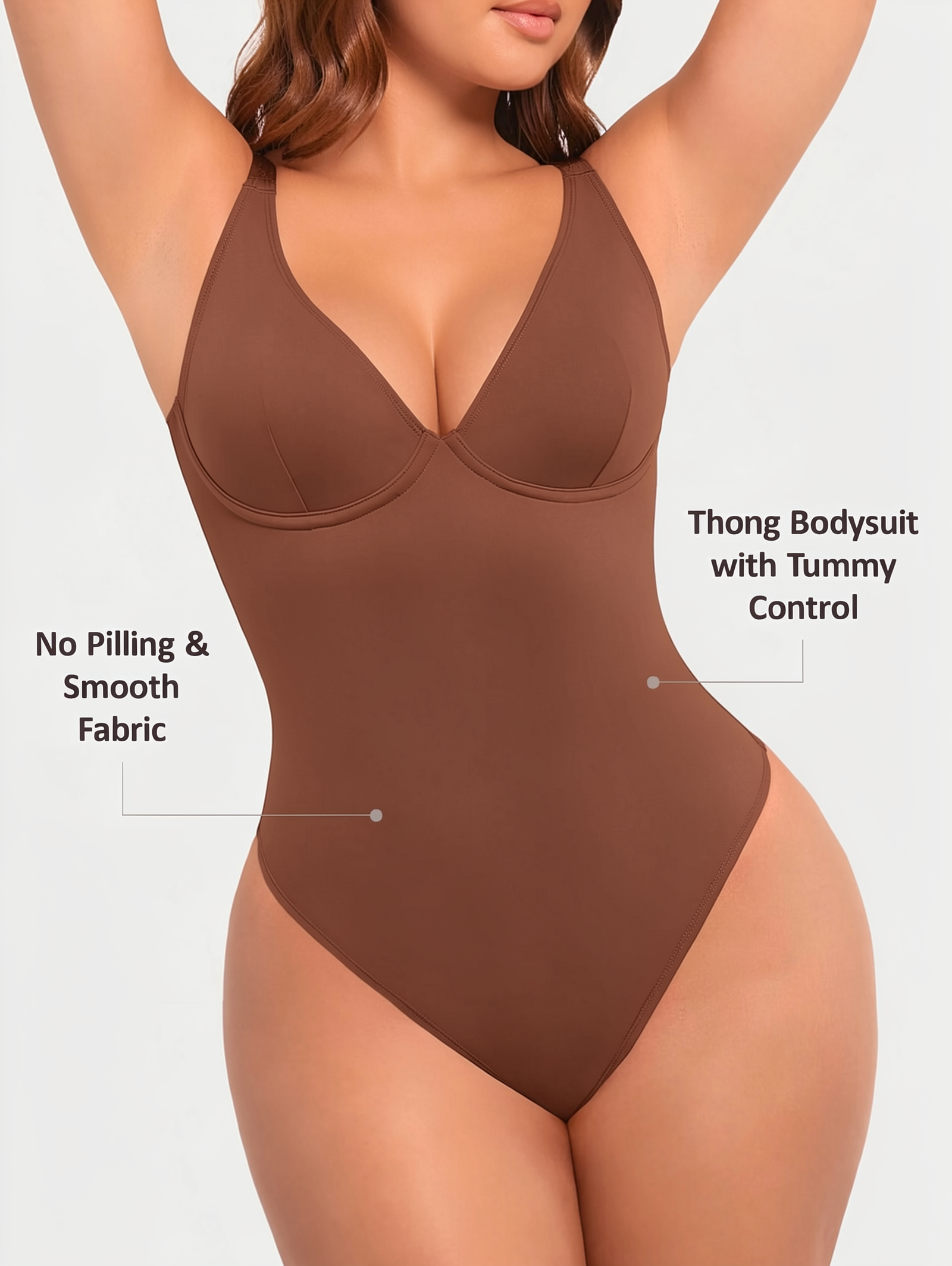 Deep Plunge Underwire Backless Thong Bodysuit
