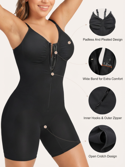 Seamless Zip-up Cami Mid-Thigh Bodysuit