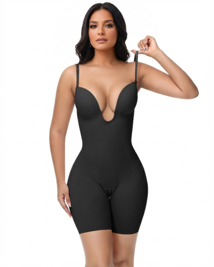 Plunge Backless Cami Mid-Thigh Bodysuit