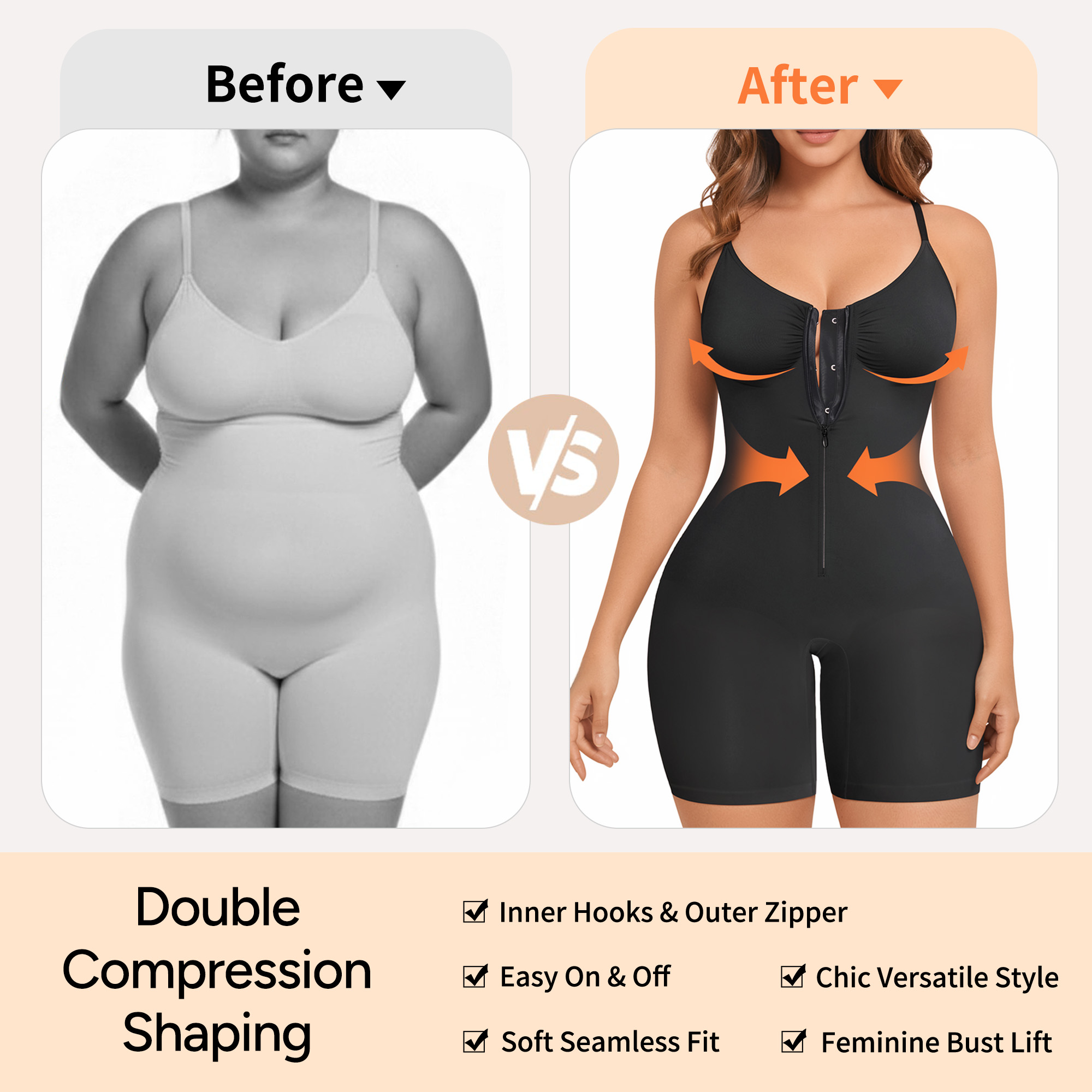 Seamless Zip-up Cami Mid-Thigh Bodysuit