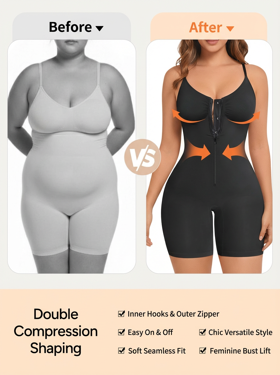 Seamless Zip-up Cami Mid-Thigh Bodysuit