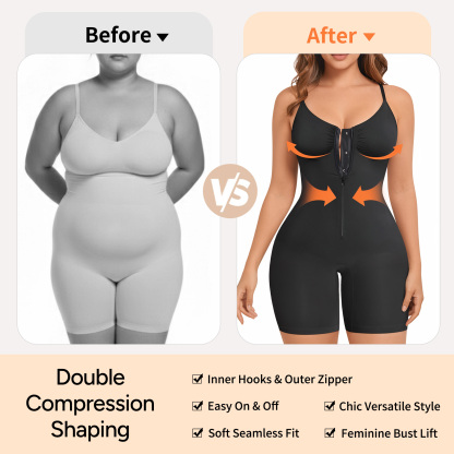 Seamless Zip-up Cami Mid-Thigh Bodysuit