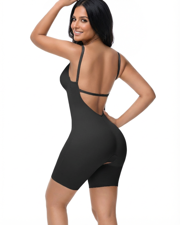 Plunge Backless Cami Mid-Thigh Bodysuit