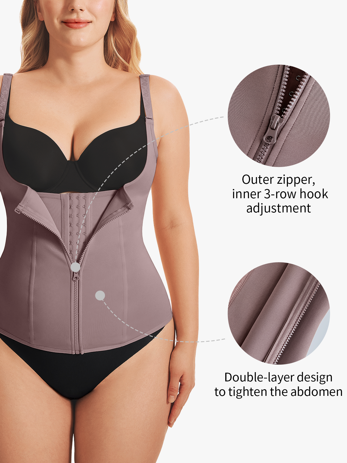 Nebility Waist Trainer Zipper Vest Corset
