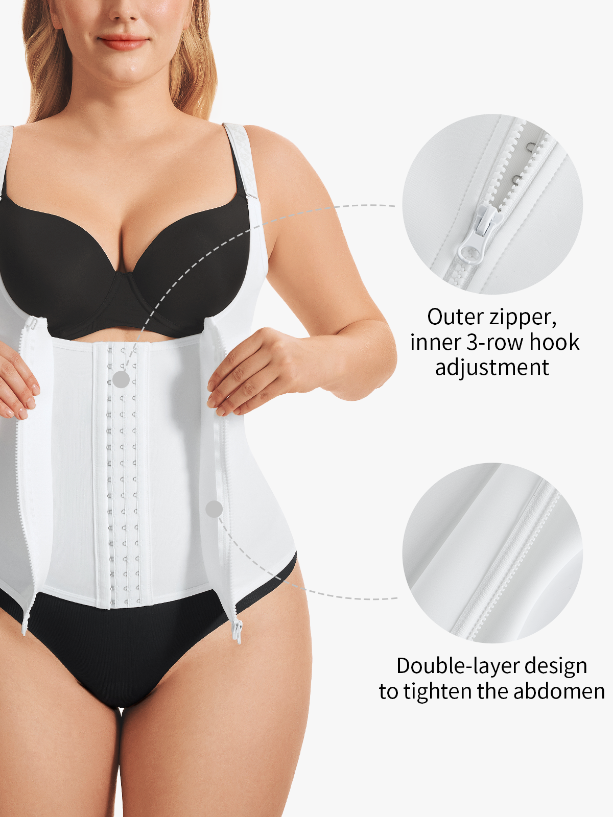 Nebility Waist Trainer Zipper Vest Corset