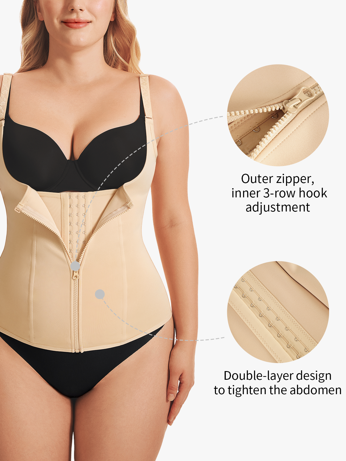 Nebility Waist Trainer Zipper Vest Corset