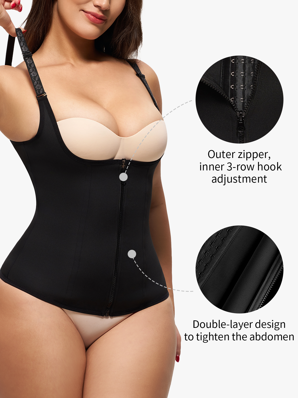 Nebility Waist Trainer Zipper Vest Corset