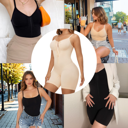 Seamless Zip-up Cami Mid-Thigh Bodysuit