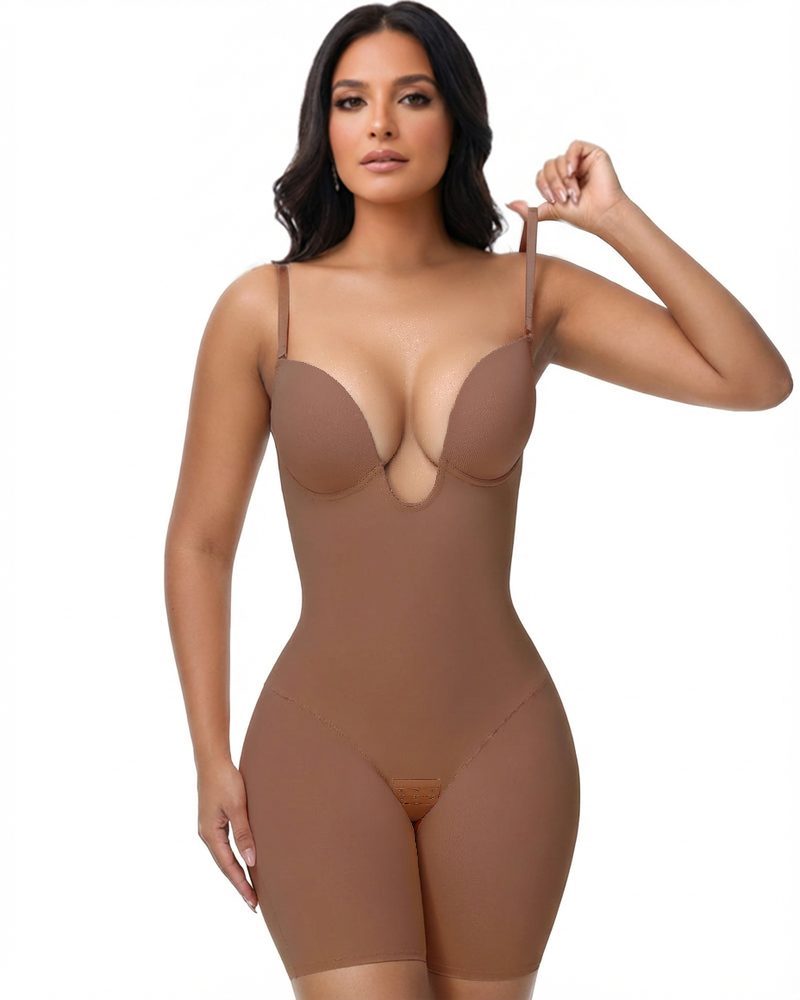 Plunge Backless Cami Mid-Thigh Bodysuit