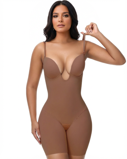 Plunge Backless Cami Mid-Thigh Bodysuit