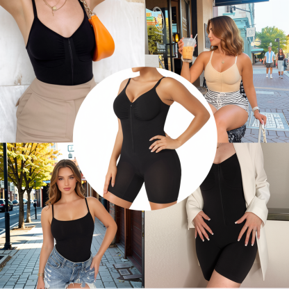 Seamless Zip-up Cami Mid-Thigh Bodysuit