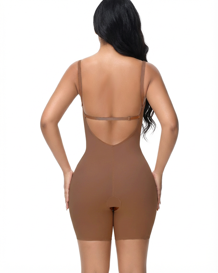 Plunge Backless Cami Mid-Thigh Bodysuit