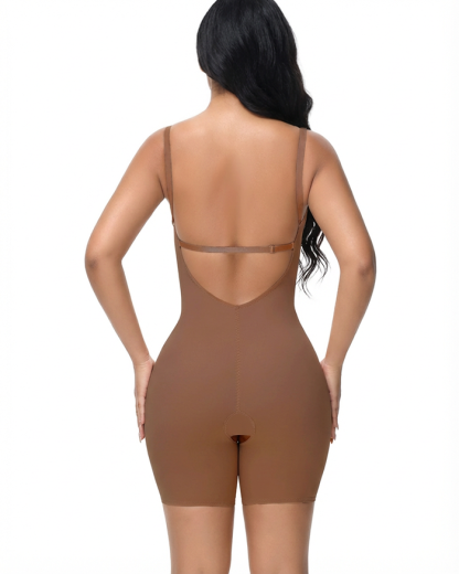 Plunge Backless Cami Mid-Thigh Bodysuit