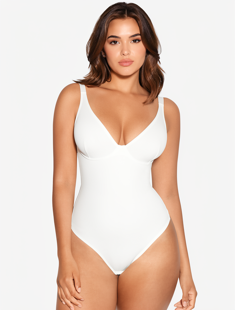 Deep Plunge Underwire Backless Thong Bodysuit