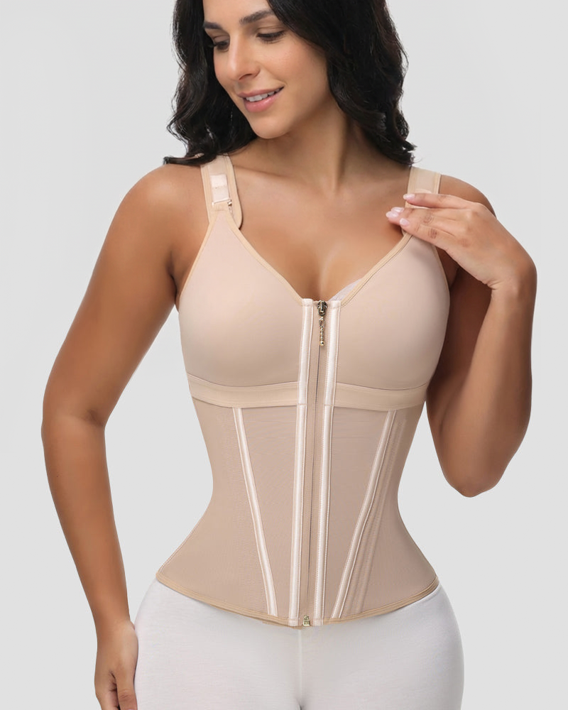 Zipper Steel Bone Tummy Control Top