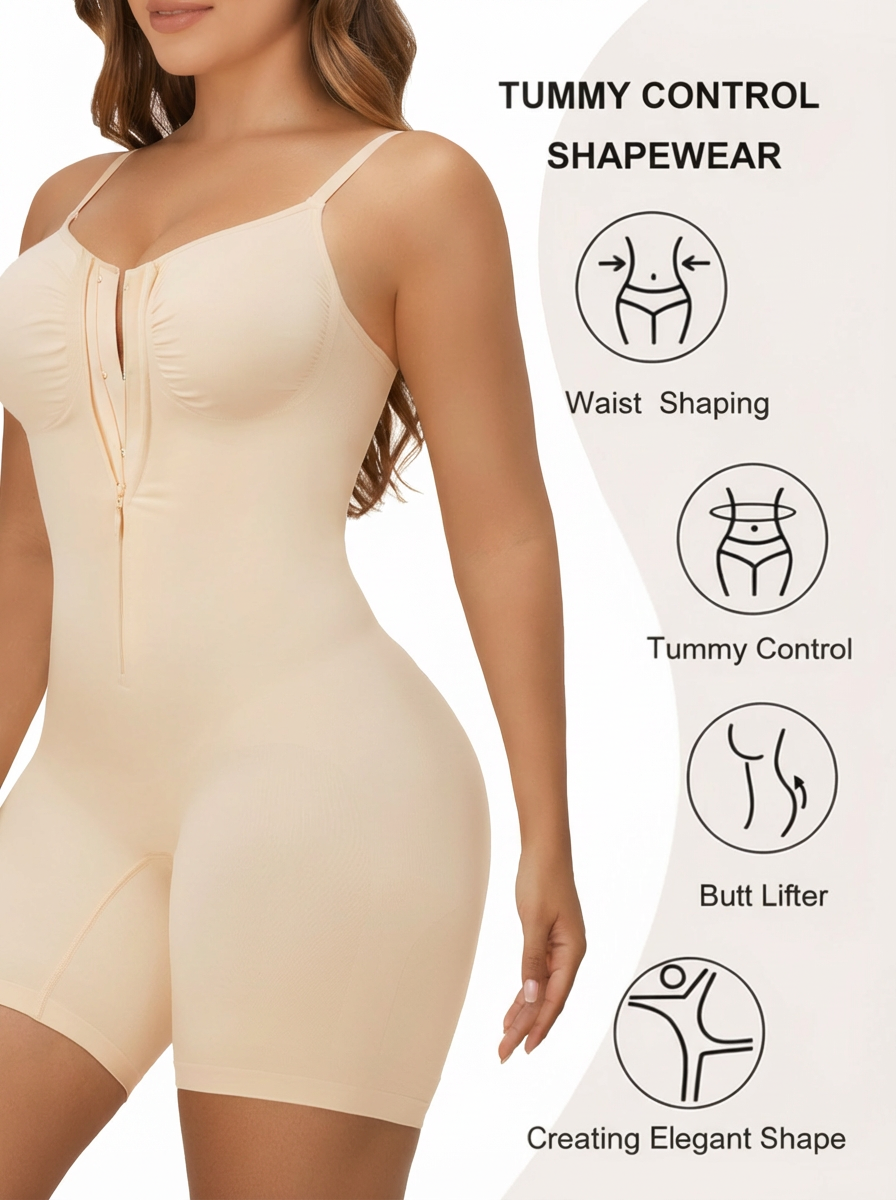 Seamless Zip-up Cami Mid-Thigh Bodysuit