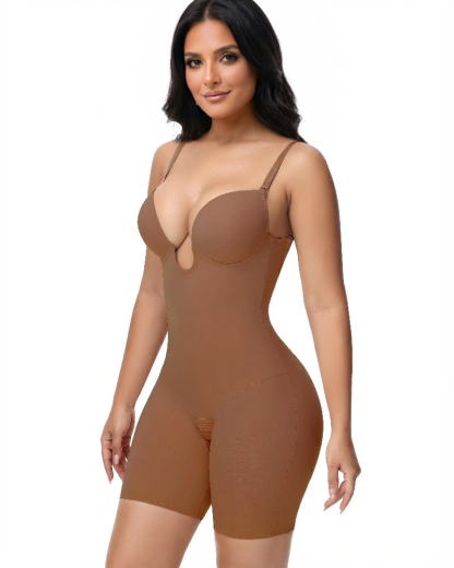 Plunge Backless Cami Mid-Thigh Bodysuit