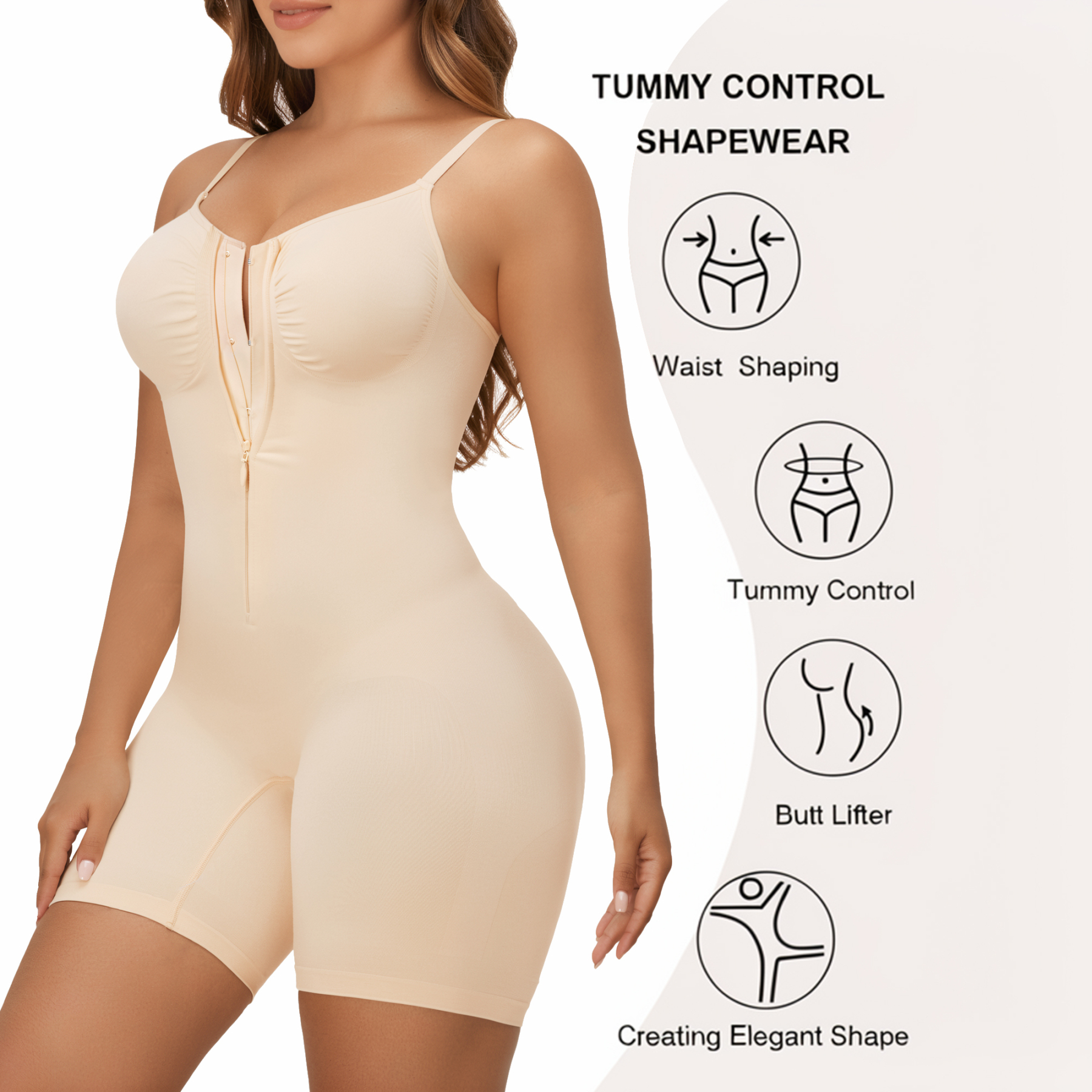 Seamless Zip-up Cami Mid-Thigh Bodysuit